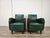 1940s Art Deco Club Chairs in Walnut and Green Eco-Leather, 1940, Set of 2 For Sale - Image 5 of 18