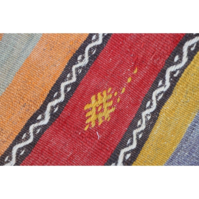 1990s Red Striped Hand Knotted Rug For Sale - Image 4 of 8