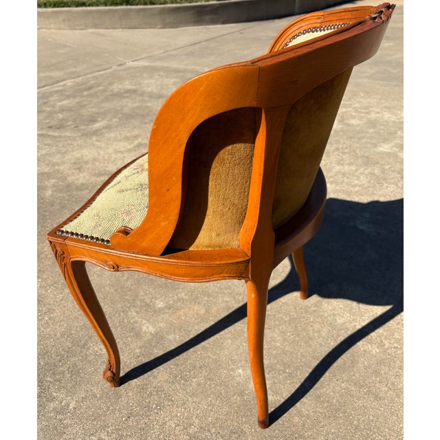 Vintage French Needlepoint Vanity Slipper Chair For Sale - Image 10 of 12