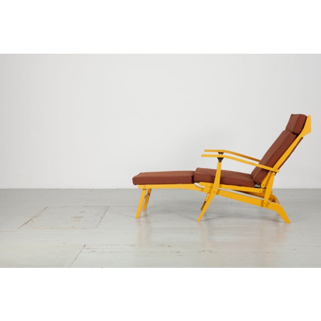 Yellow Lacquered Folding Deck Chair with Cushion, Italy, 1950s For Sale - Image 14 of 18