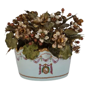 1980s Jane Hutcheson Enameled Flowers in Porcelain Bowl