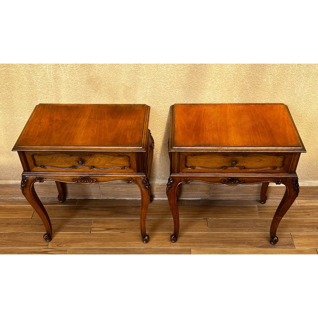 Early 20th Century 20th Century Pair of French Nightstands With One-Drawer and Cabriole Legs For Sale - Image 5 of 11