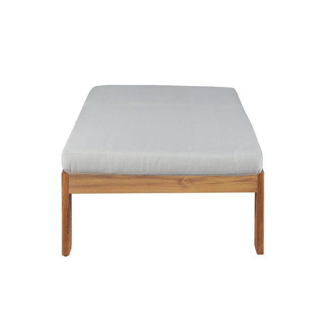 Wood Paradiso Outdoor Teak Chaise - Gray Fabric For Sale - Image 7 of 9