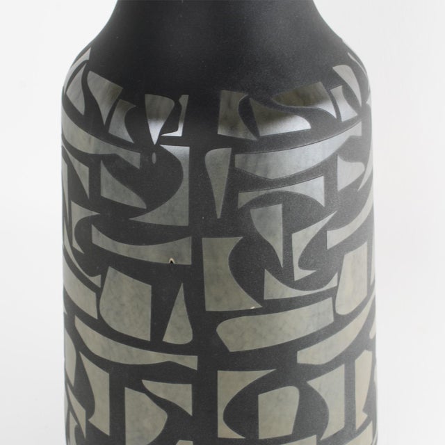 Mid-Century Modernist Acid-Etched Glass Vase, France, 1970 For Sale - Image 9 of 14