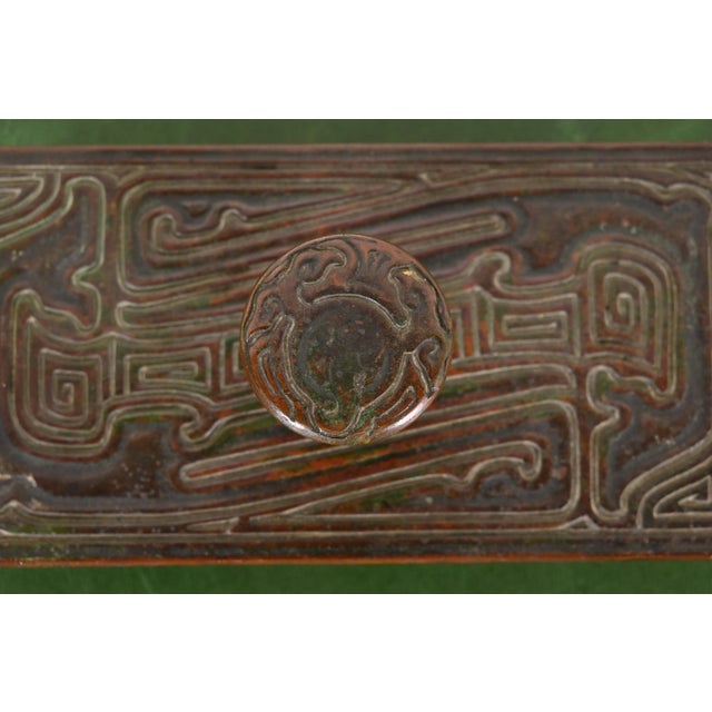 Metal Tiffany Studios New York Chinese Pattern Bronze Rocker Blotter For Sale - Image 7 of 12