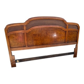 King Wood & Rattan Headboard For Sale