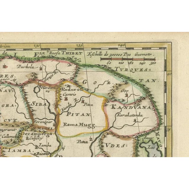 This original antique map titled “'T Ryk van den Grooten Mogol” by Nicolas Sanson from 1705 is an interesting historical...