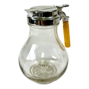 1940s Vintage Art Deco Boho Chic Americana Syrup Pitcher With Bakelite Handle