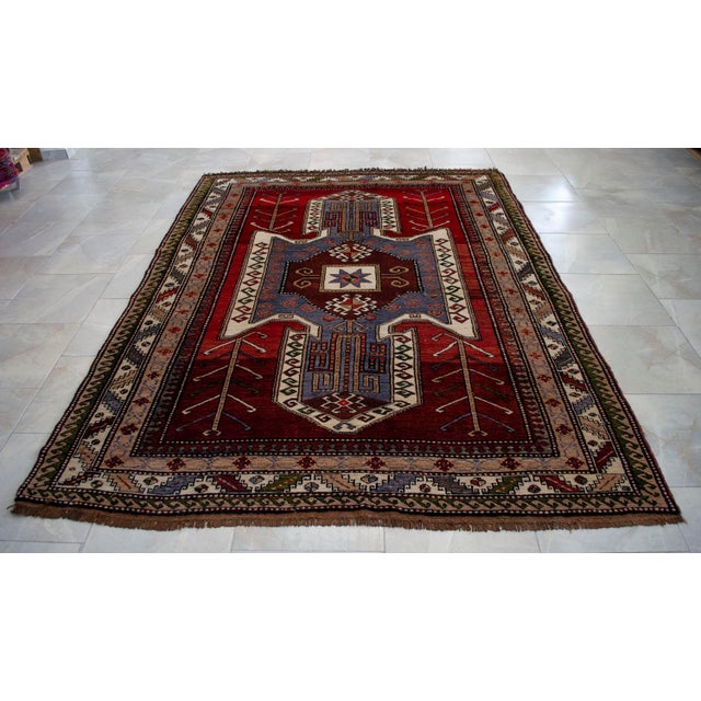 1960s Hand Knotted Turkish Rug Tribal Pure Natural Wool Large Area Rug For Sale - Image 16 of 17