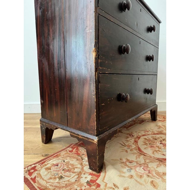 Brown 19th Century Dark Scumbled Pine Chest of Drawers For Sale - Image 8 of 9