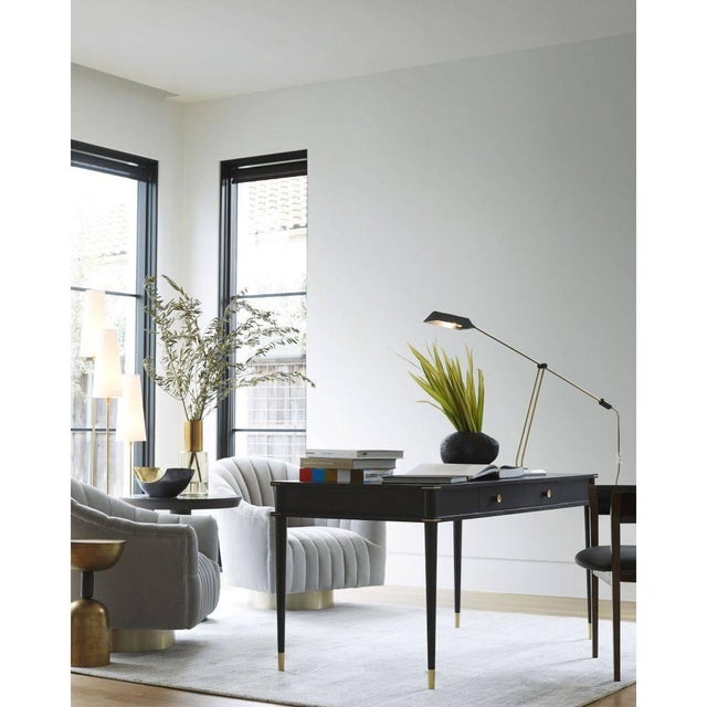 Abstract Arteriors Home Springsteen Chair Flint Velvet Champagne Swivel For Sale - Image 3 of 9