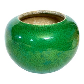Green Asian Crackle Glaze Vase For Sale