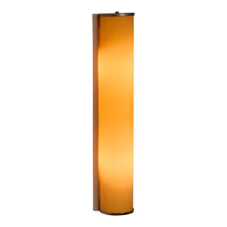 1940s Finnish Yellow Cylindrical Glass & Metal Plug-in Wall Lamp For Sale