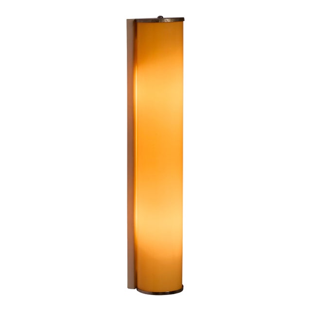 1940s Finnish Yellow Cylindrical Glass & Metal Plug-in Wall Lamp For Sale