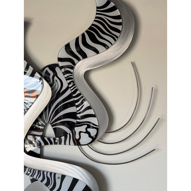 Large 1980s Shlomi Haziza Postmodern Abstract Zebra Wall Art Sculpture For Sale - Image 11 of 13