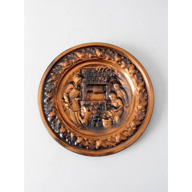 Metal Vintage Decorative Copper Plate For Sale - Image 7 of 7