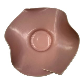 Vintage Mid-Century Blush Pink Art Pottery Bowl, Organic Form For Sale