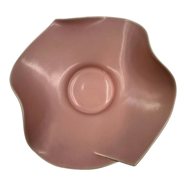 Vintage Mid-Century Blush Pink Art Pottery Bowl, Organic Form For Sale
