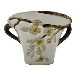 Vintage Napco Dogwood Tree Branch Whimsical Fairy Handled White Planter For Sale