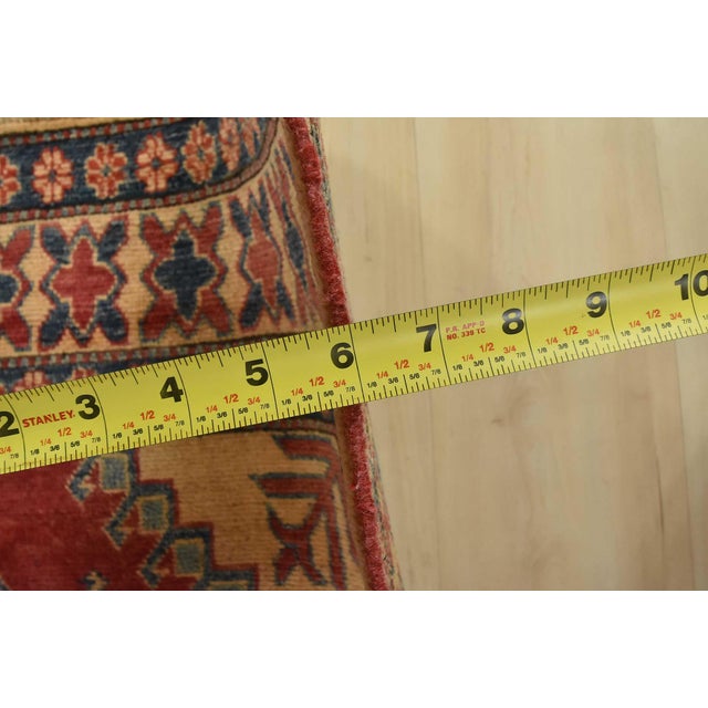 Kazak Rug 4’1” X 6’4” Red Wool Tribal Hand-Knotted Oriental Carpet For Sale - Image 10 of 12