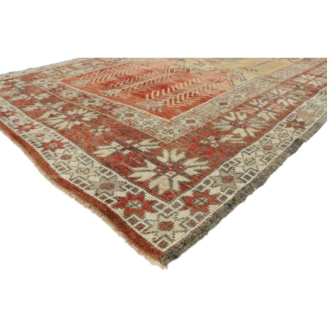 Vintage Turkish Oushak Rug, Anatolian Prayer Rug with Modern Rustic Cabin Style 05'05 x 07'04. Immersed in Anatolian...