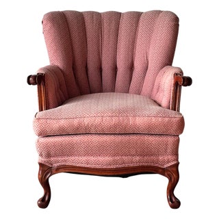French Provincial Channel-Back Armchair, Louis XV Revival, Mid-Century For Sale