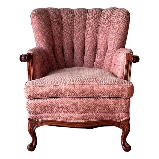 Mid-Century French Provincial Channel-Back Armchair For Sale