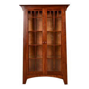 Ethan Allen Arts & Crafts Solid Cherry Wood Lighted Bookcase or Display Cabinet