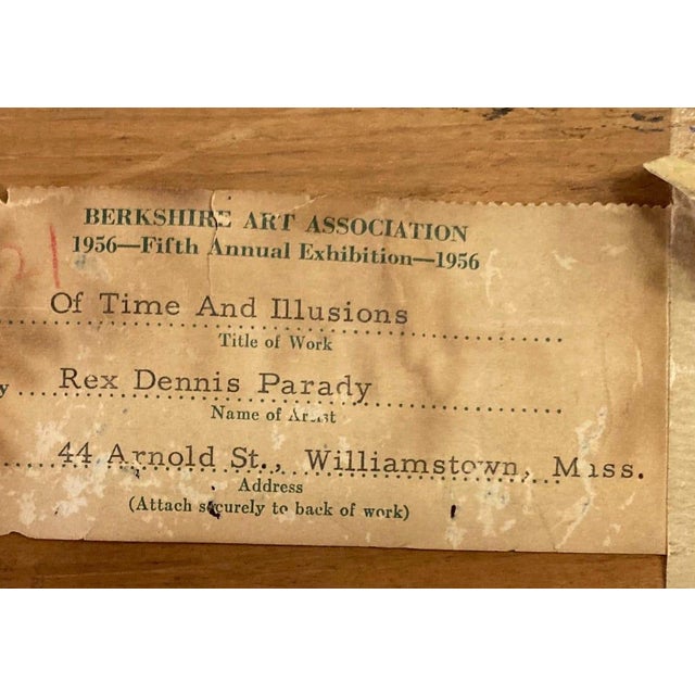 Blue Mid Century Signed Large Framed Abstract Oil Panting For Sale - Image 8 of 9