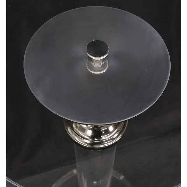 Mid Century Modern Haziza Clear Lucite Round Pedestal Side Table Stand For Sale - Image 11 of 13