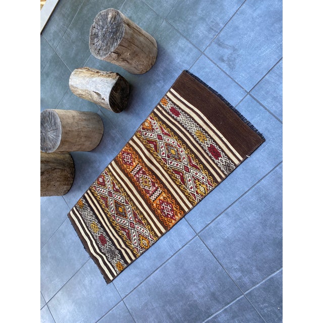 Textile Vintage Kurdish Handmade Small Rug For Sale - Image 7 of 9