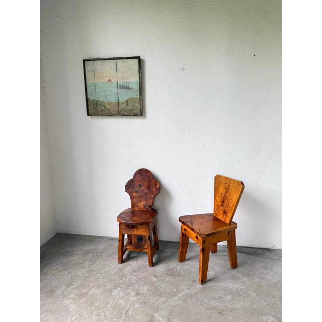 Brutalist Savoyard Pine Chairs, 1950s, Set of 2 For Sale - Image 4 of 18