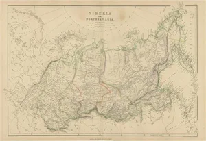 Antique Map of Siberia, Russia, 1859