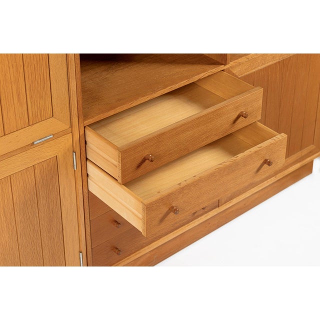 Brown Danish Modern Oak Modular Wall Unit, Mid Century Bookcase Display Cabinet For Sale - Image 8 of 18