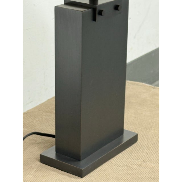 Black Restoration Hardware Rectangular Column Table Lamp For Sale - Image 8 of 12