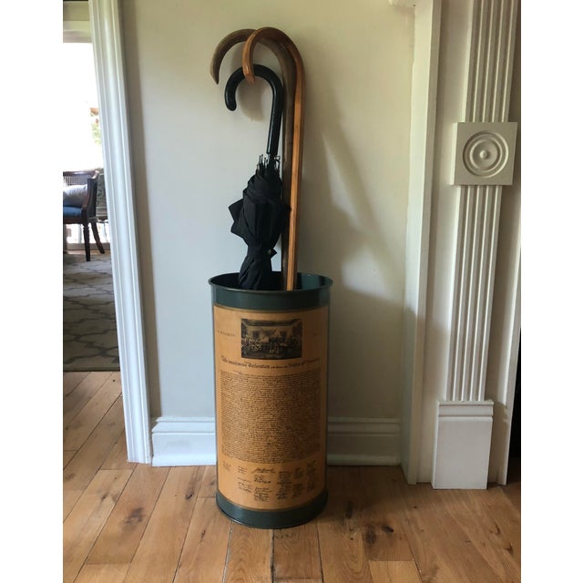 Mid-Century Modern Mid 20th Century Declaration of the 13 United States of America Metal Wastebasket / Umbrella Stand For Sale - Image 3 of 11