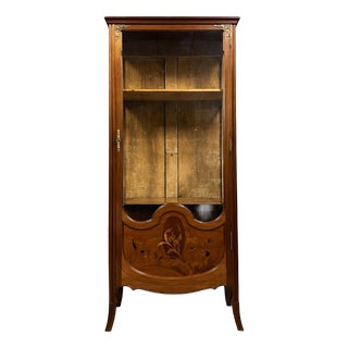 Art Nouveau Marquetry Display Cabinet, 1890s For Sale