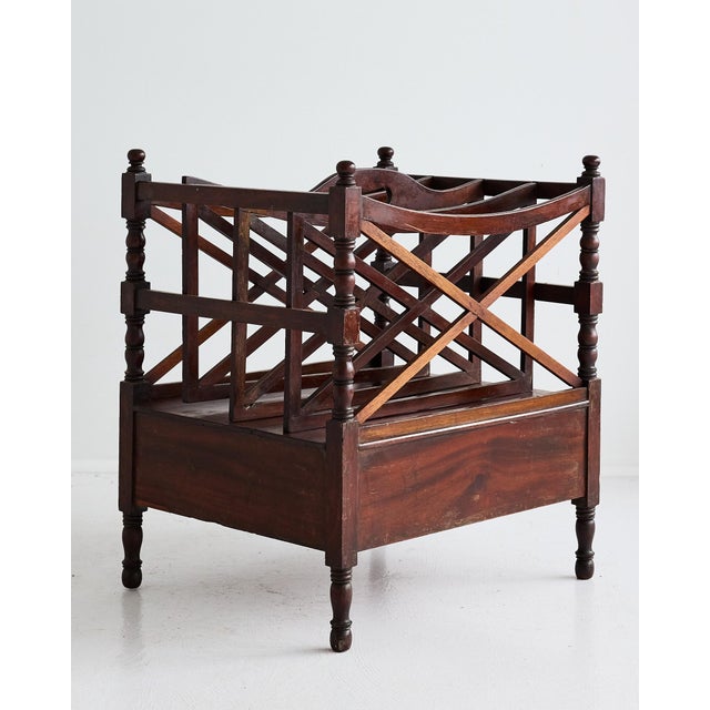 Large English Regency Mahogany Canterbury Magazine Rack With Drawer, 19th Century For Sale In Atlanta - Image 6 of 16