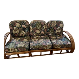 1950s Restored Mid-Century 3 Strand Reverse Pretzel Sofa For Sale