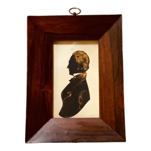 Mid 19th Century Gentleman Silhouette With Hand-Painted Gilt Details