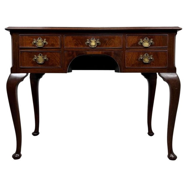 Early 20th Century Antique English Edwardian Mahogany Writing Table For Sale - Image 12 of 12