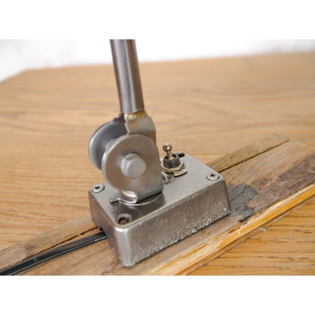 Industrial Industrial Polished 2-Arm Workshop Desk Light from EDL England, 1950s For Sale - Image 3 of 12