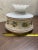 White Vintage 3 Way GWTW Milk Glass Brown Floral Hurricane Lamp Hanging Swag Light Aatr: Quoizel For Sale - Image 8 of 14