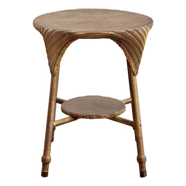 English 2-Tier Occasional Table with Brass-Capped Feet attributed to Lloyd Loom, 1930s For Sale
