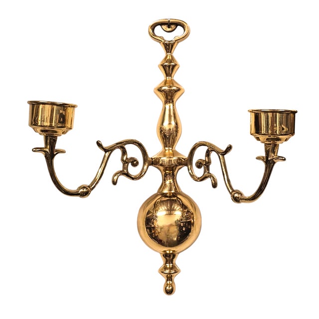 Traditional Vintage Ethan Allen Brass Wall Sconces 8" Pair - Classic Candleholders For Sale - Image 3 of 13