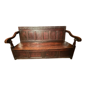 Rare Antique English Oak Bench W/Storage