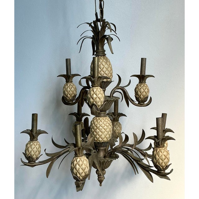 Bronze Vintage Boho Pineapple Chandelier For Sale - Image 8 of 12