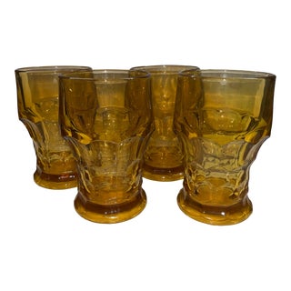 1960s Mid-Century Modern Amber Viking Glass Juice Glasses- Set of 4 For Sale