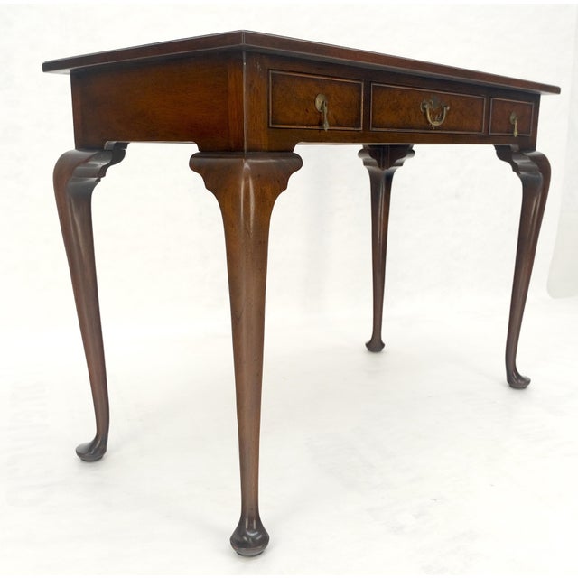 Kittinger Burl Walnut 3 Drawers Queen Anne Console Desk Writing Table MINT For Sale - Image 9 of 12