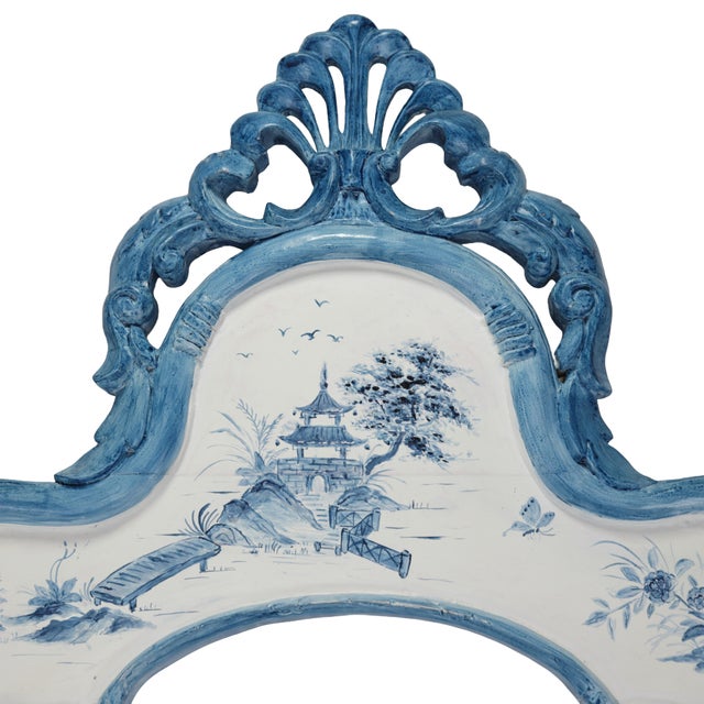 Early 21st Century Vintage Rococo Style Blue and White Chinese Style Mirror/Wall Mirror For Sale - Image 5 of 9